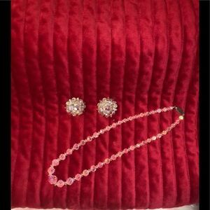 Aurora borealis choker and clip earrings